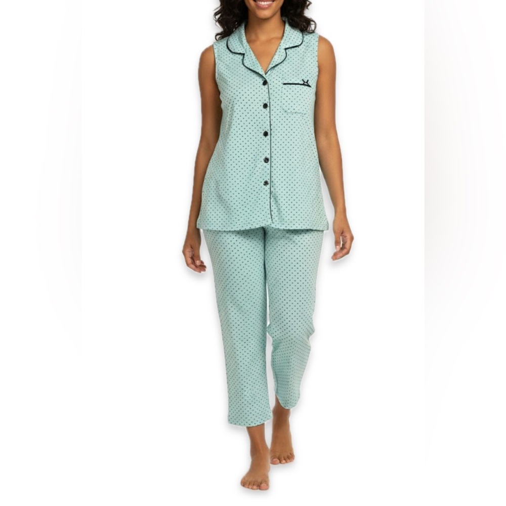 Felina Light Blue Polka Dot Lingerie Pajamas Size Large - Small hole in fabric